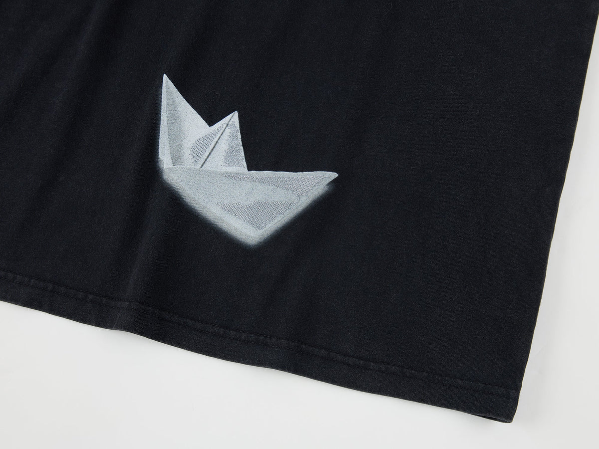 Origami bird embroidered long sleeve t-shirt