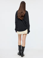 Origami bird embroidered long sleeve t-shirt