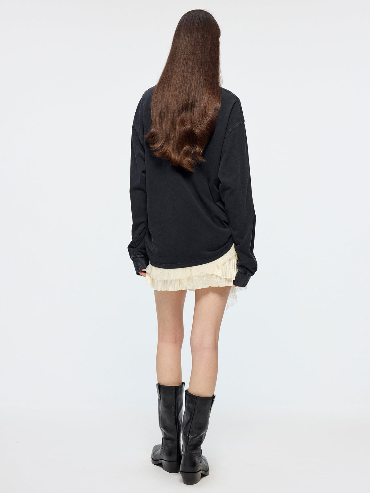Origami bird embroidered long sleeve t-shirt