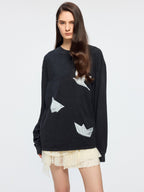 Origami bird embroidered long sleeve t-shirt