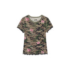 Rose camouflage henley t-shirt