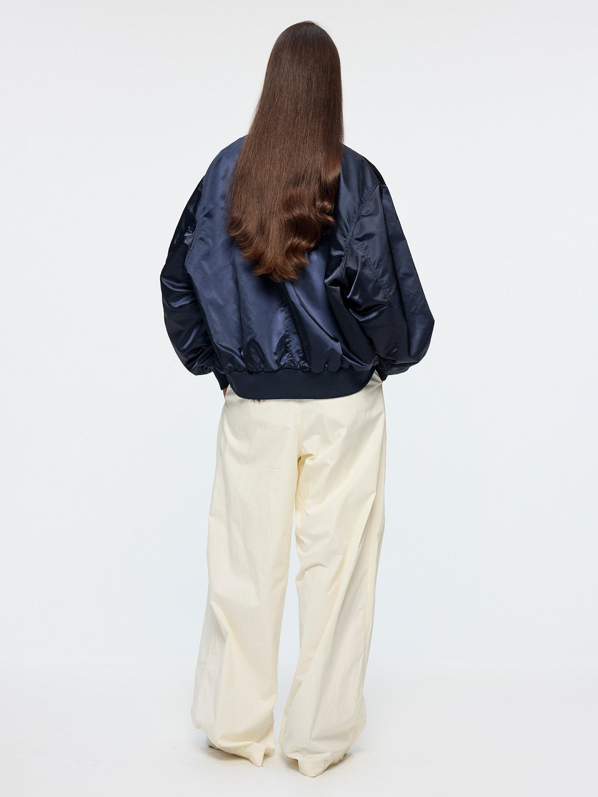 Origami bird PU leather applique baseball jacket