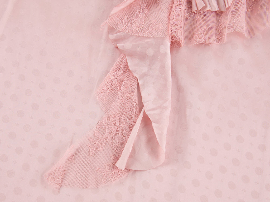 Lace patchwork ruffle collar jacquard shirt