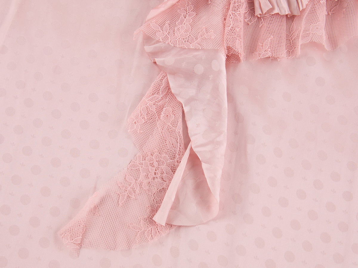 Lace patchwork ruffle collar jacquard shirt