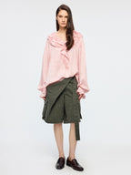 Lace patchwork ruffle collar jacquard shirt