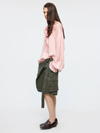 Lace patchwork ruffle collar jacquard shirt
