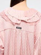 Lace patchwork ruffle collar jacquard shirt