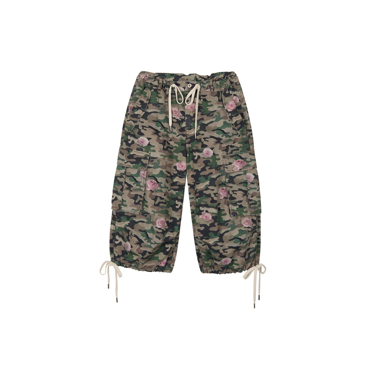 Rose camouflage cropped cargo pants