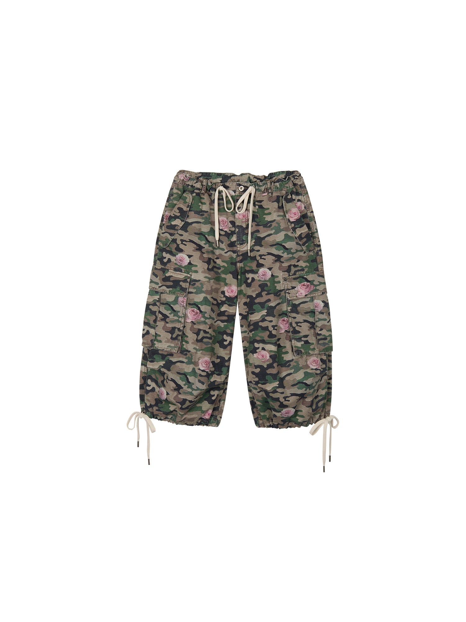 Rose camouflage cropped cargo pants