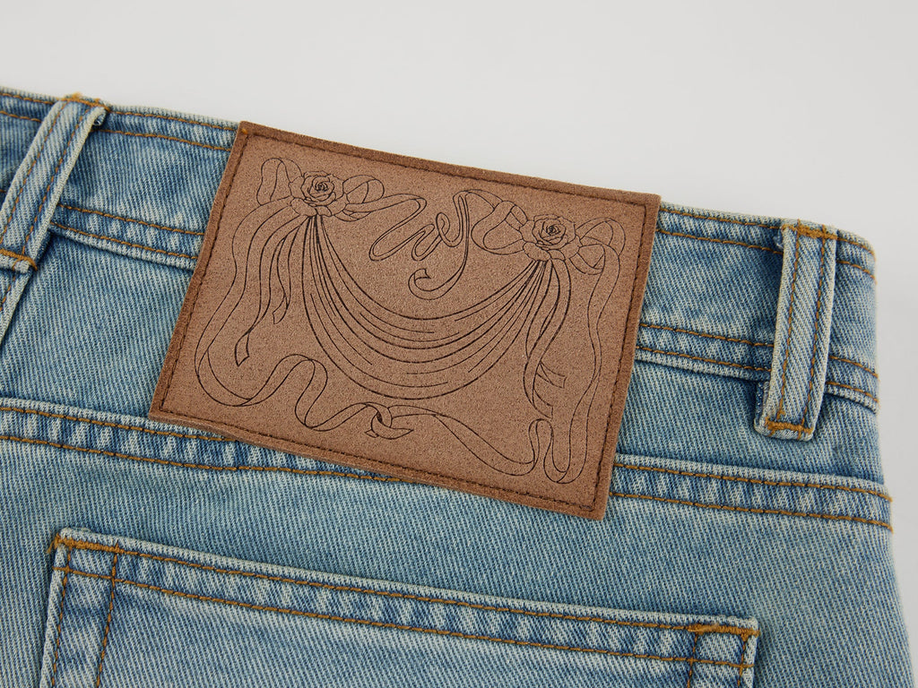 Detachable double waist denim skirt
