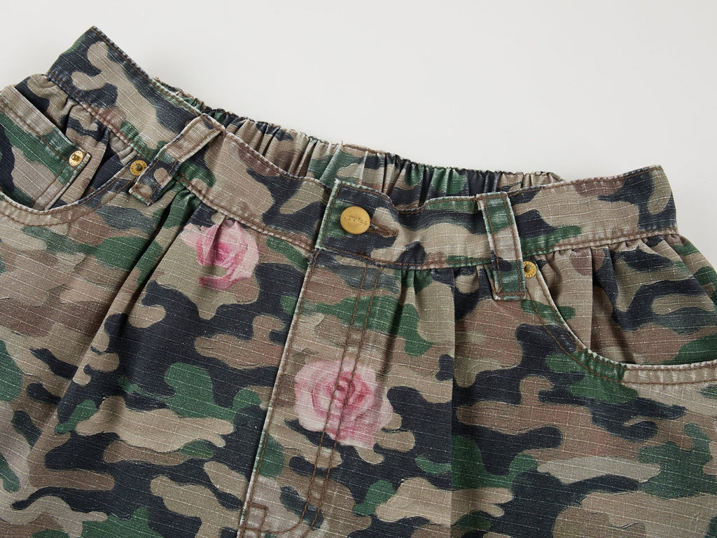 Rose camouflage five-pocket mini skirt