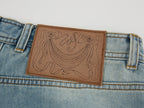 Detachable double waist curved jeans