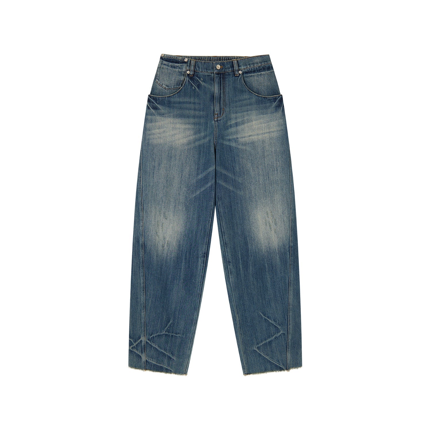 Semi-elastic curved jeans