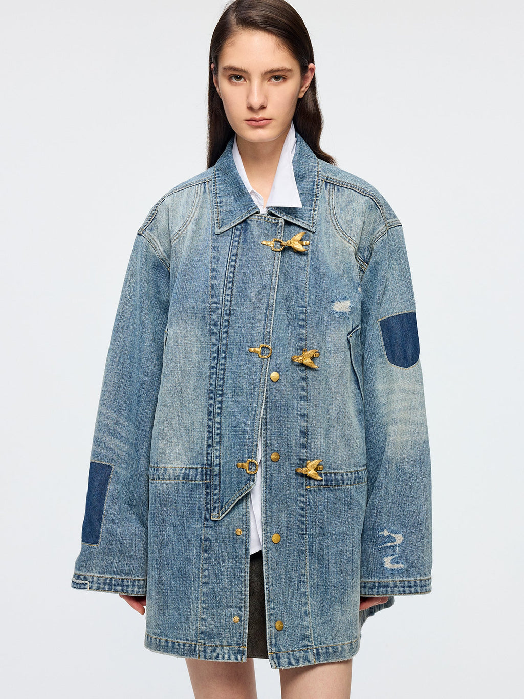 Bird button denim jacket