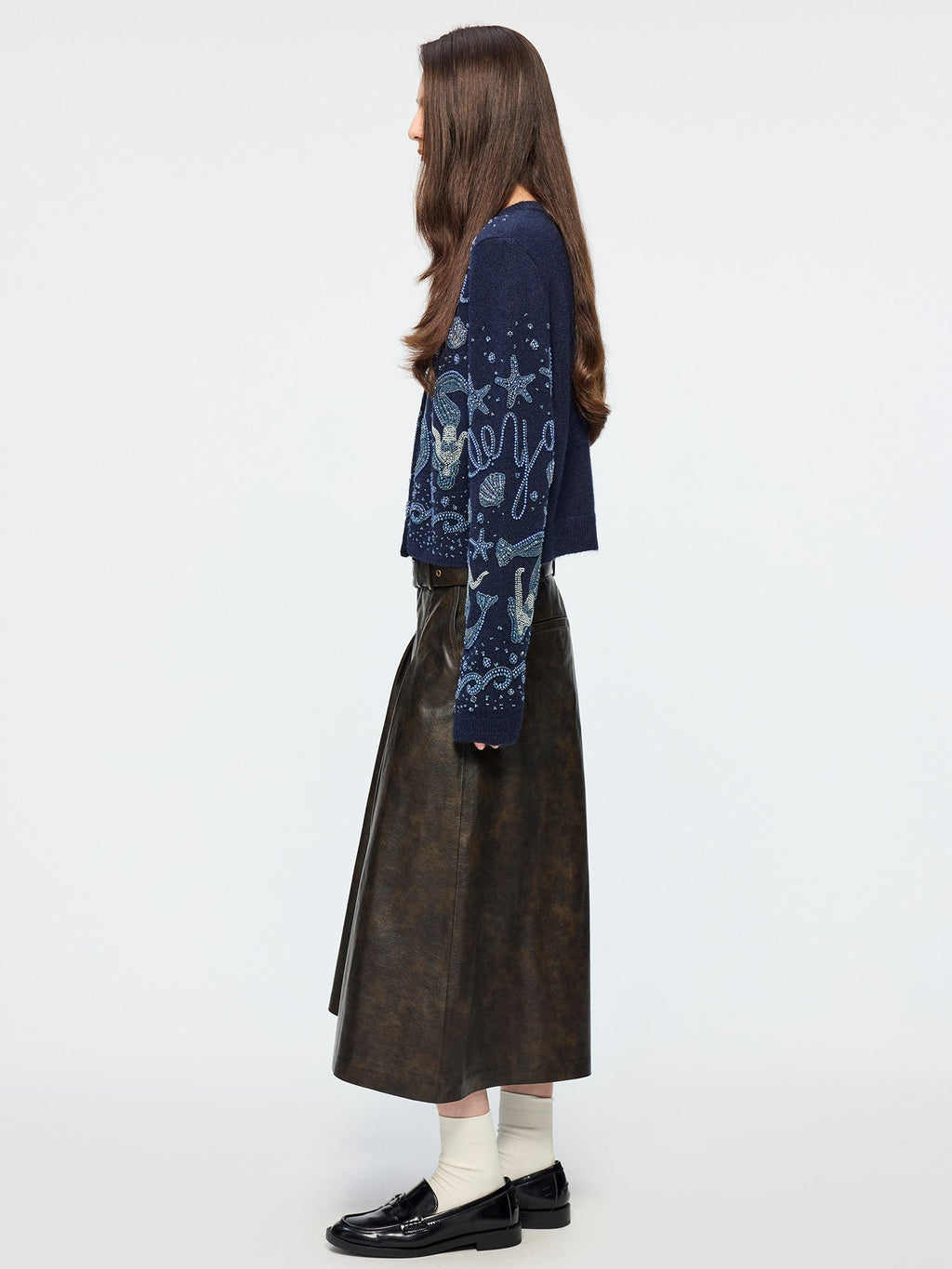 Vintage rubbed pleated leather pants