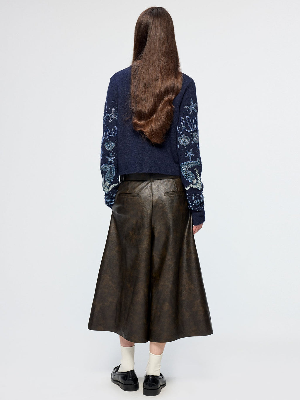 Vintage rubbed pleated leather pants