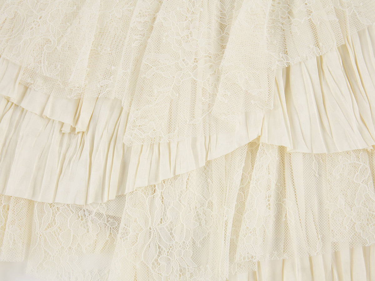 Lace patchwork tiered skirt