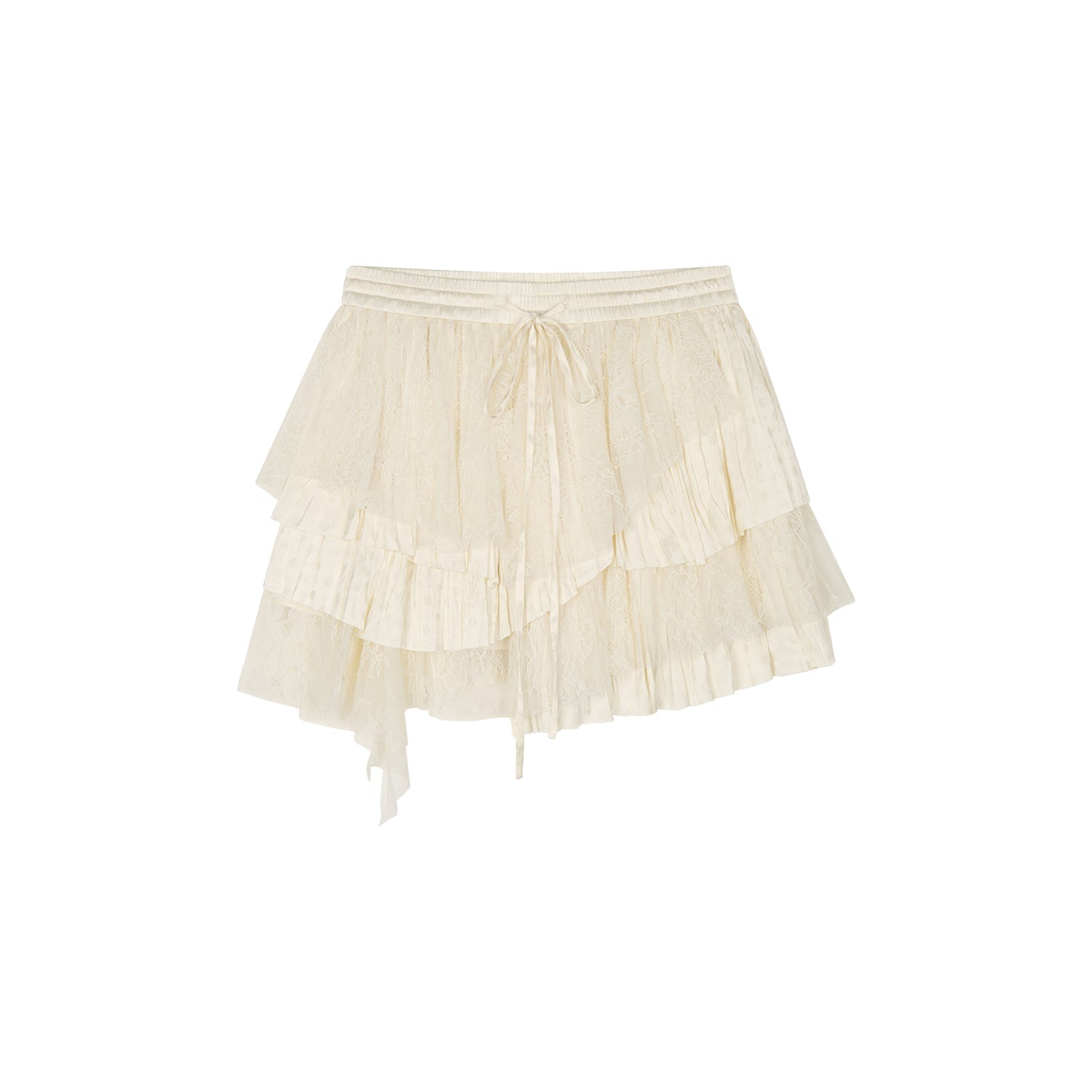 Lace patchwork tiered skirt