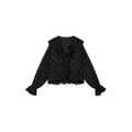 Floral ruffle tie neck shirt