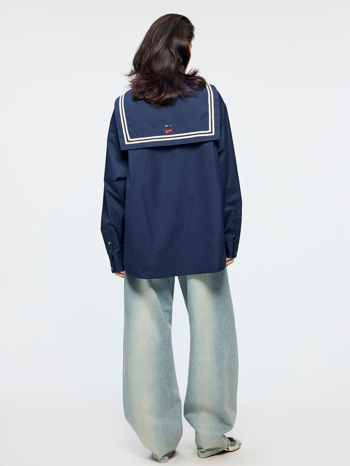 Bow sailor collar shirt