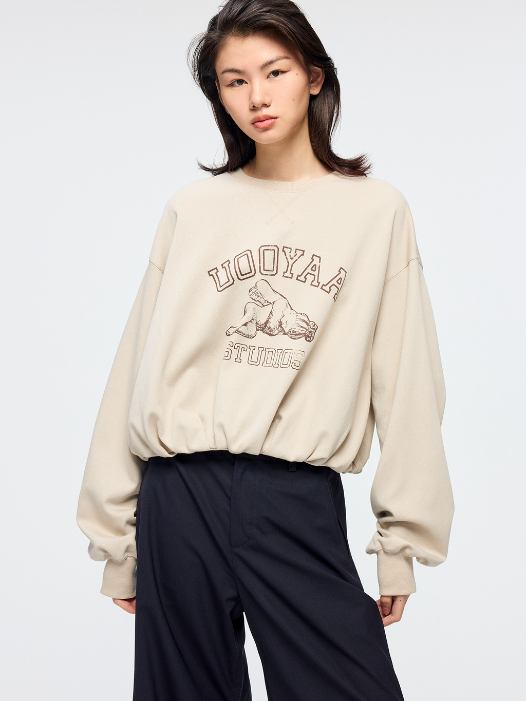 Angel print collegiate sweatshirt