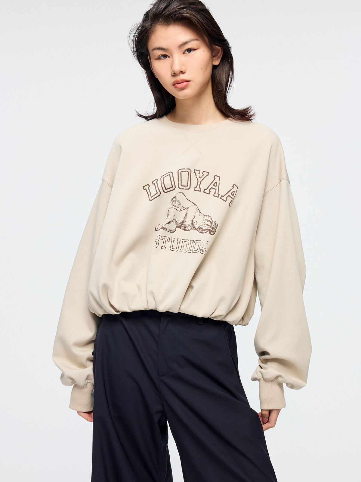 Angel print collegiate sweatshirt
