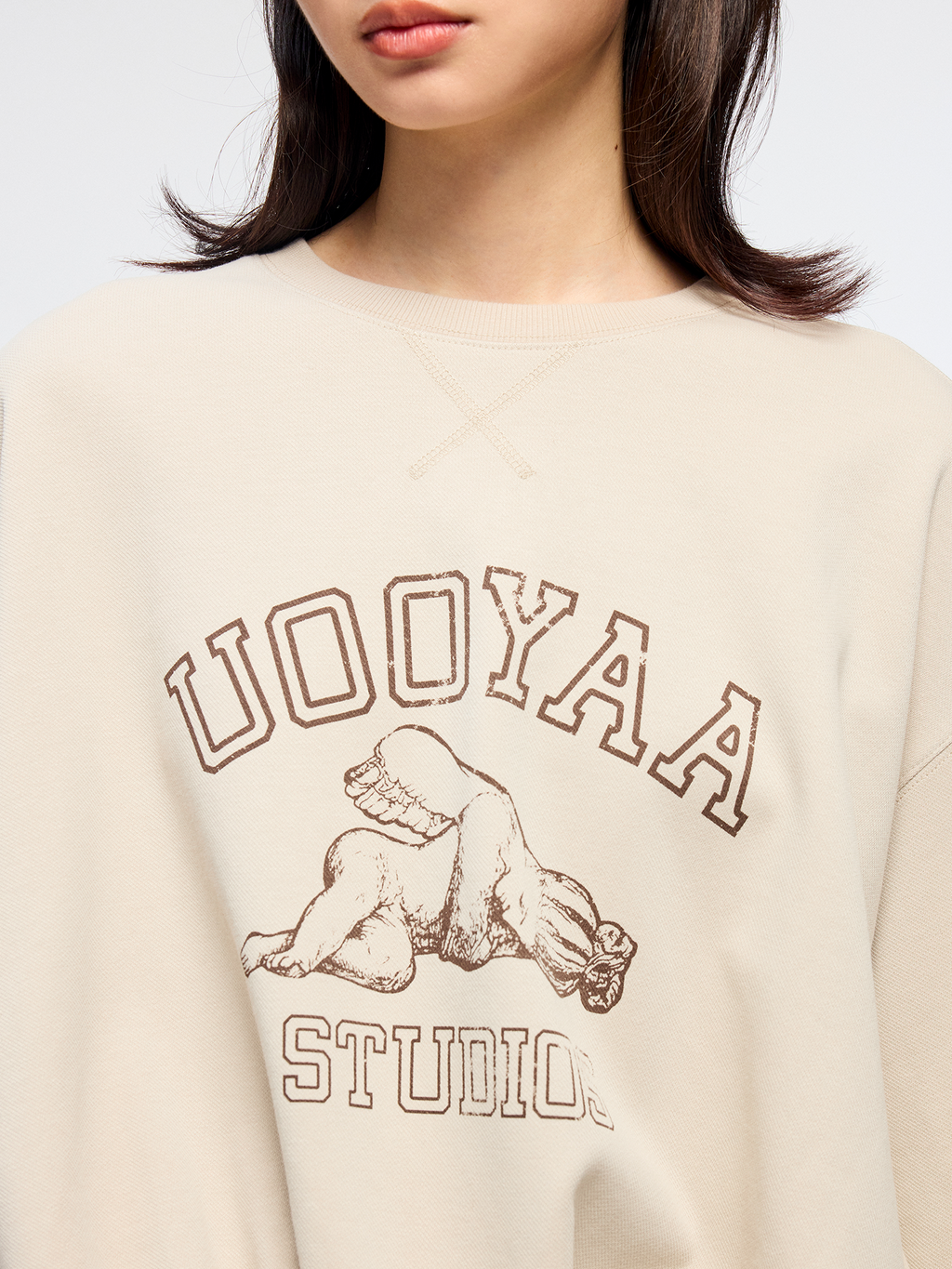 Angel print collegiate sweatshirt