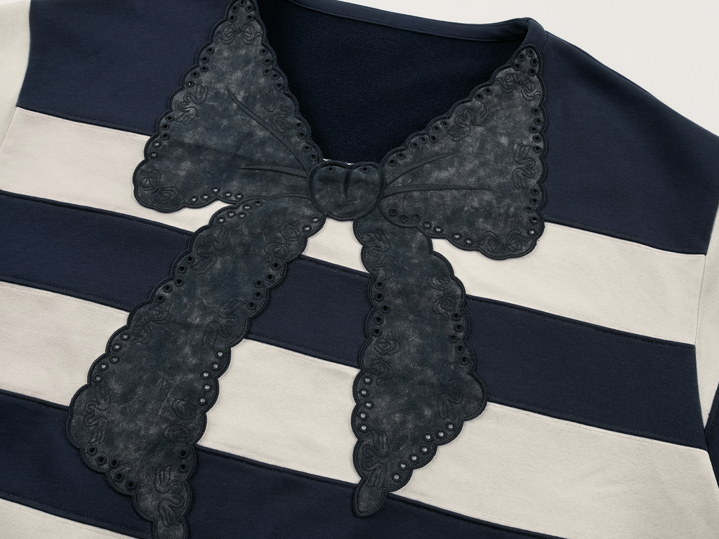Breton stripe bow sweatshirt