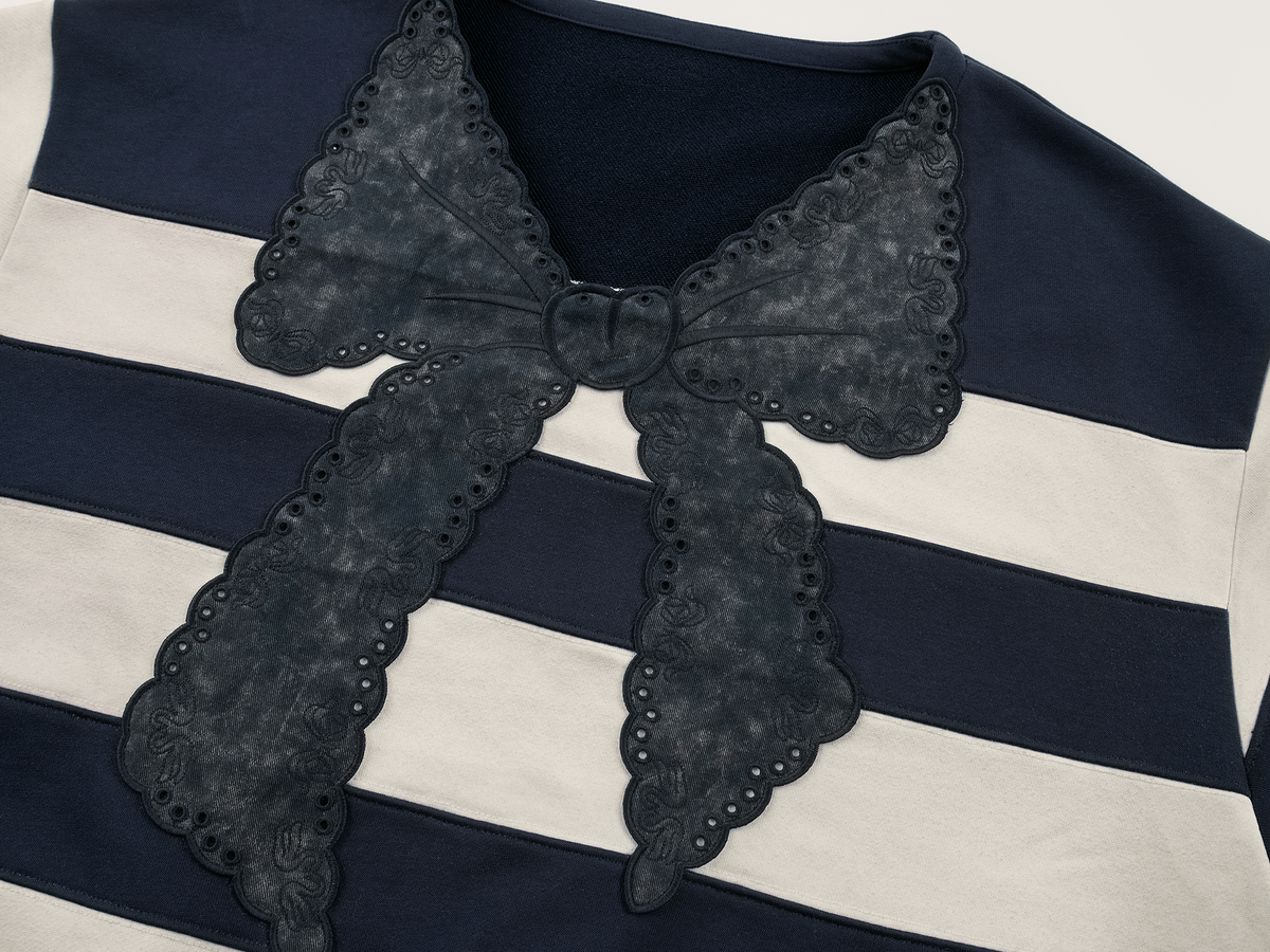 Breton stripe bow sweatshirt