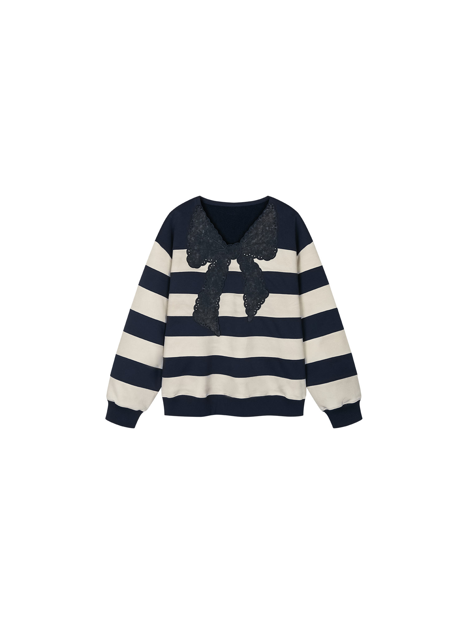 Breton stripe bow sweatshirt