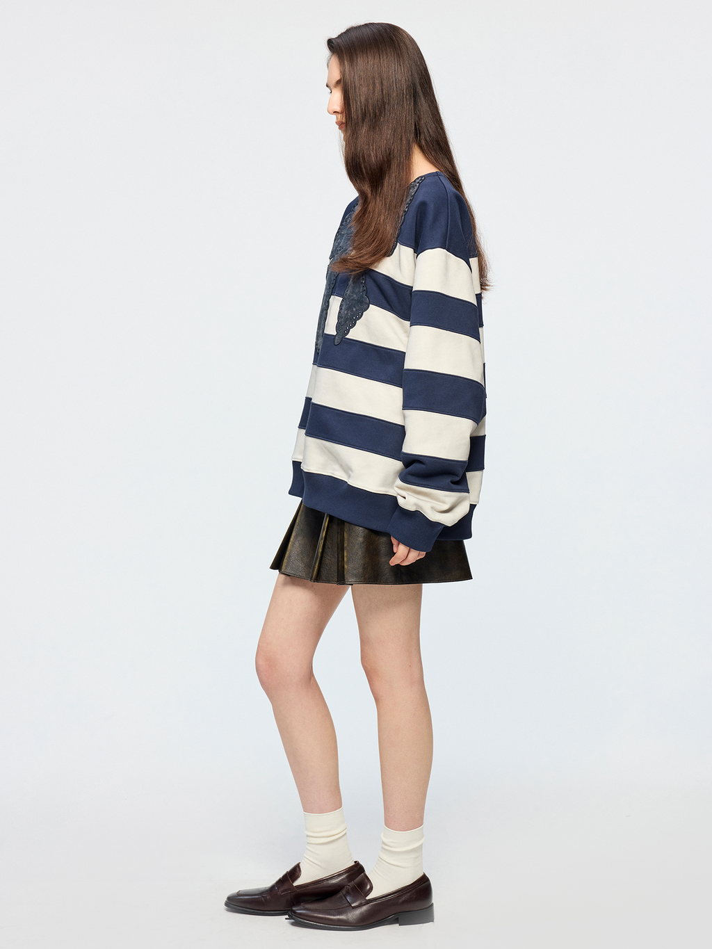 Breton stripe bow sweatshirt