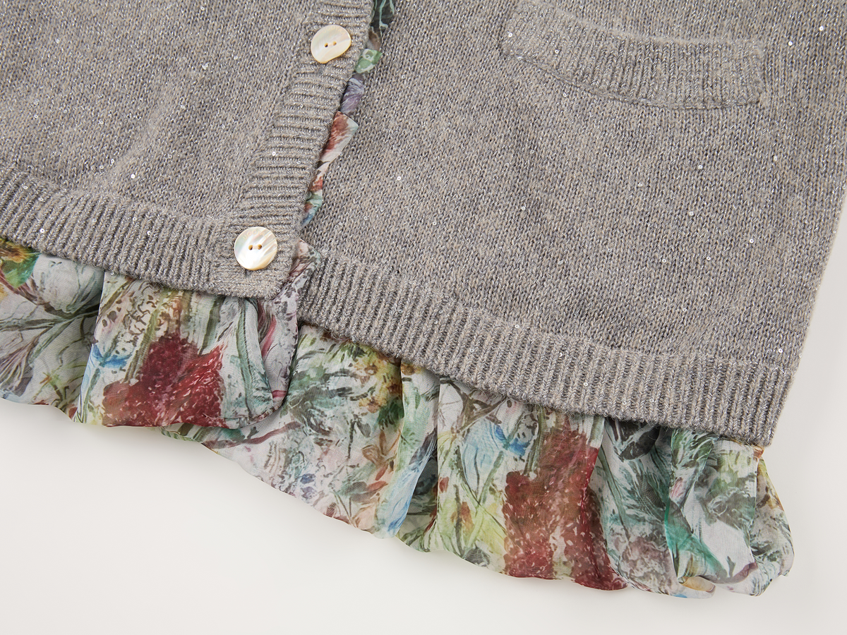 Exposed lining cardigan