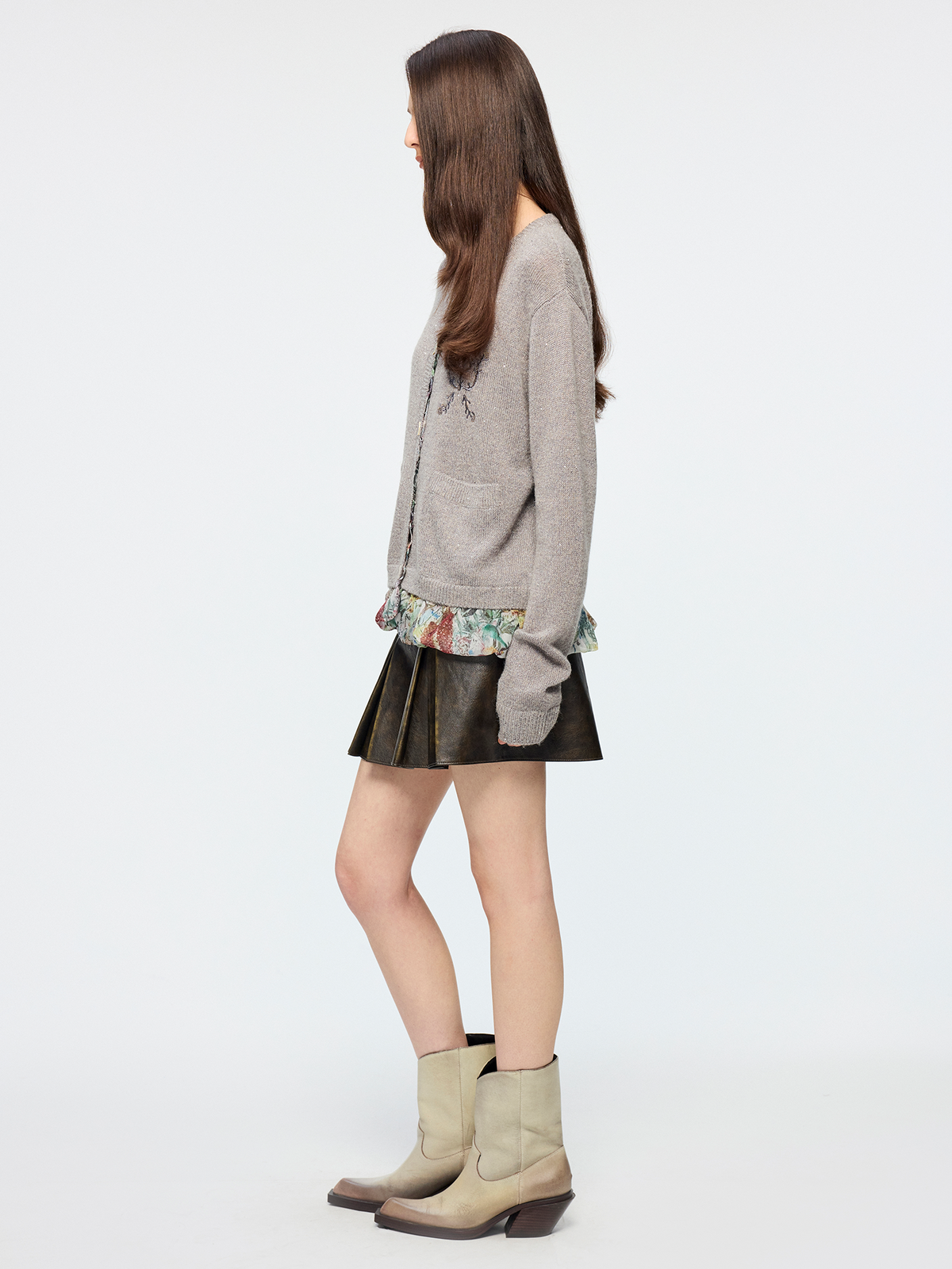 Exposed lining cardigan