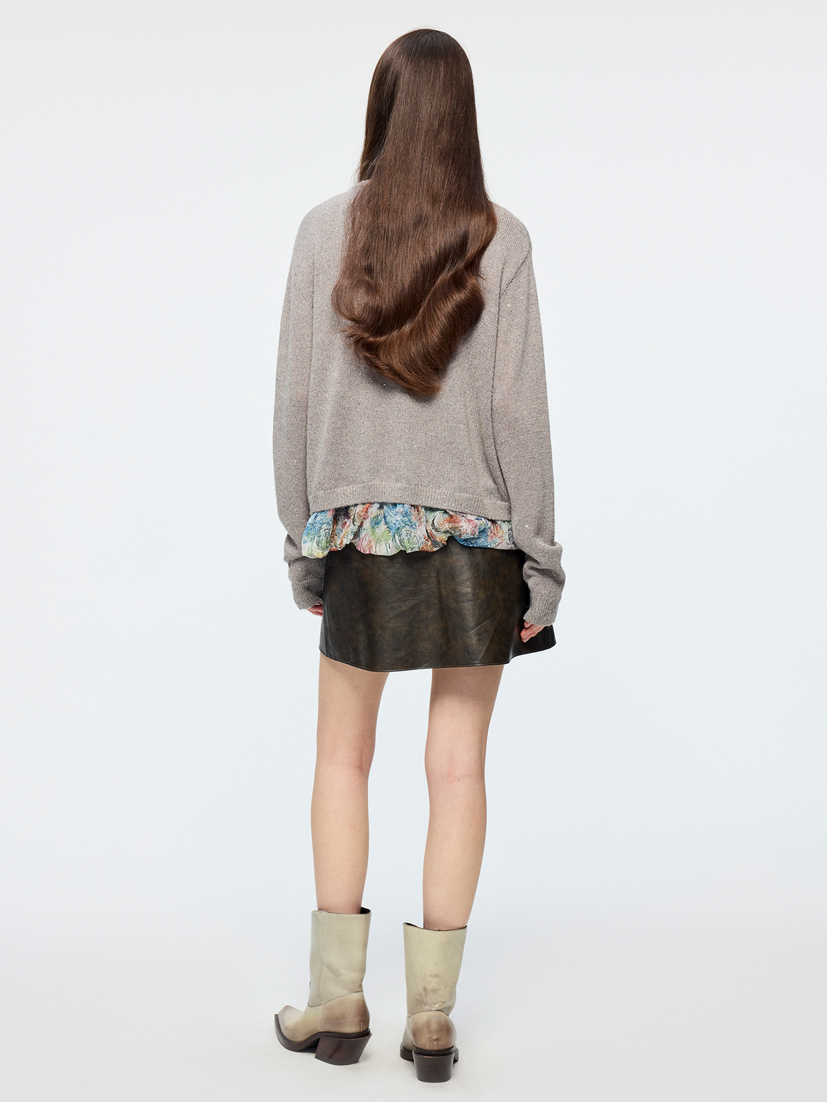 Exposed lining cardigan