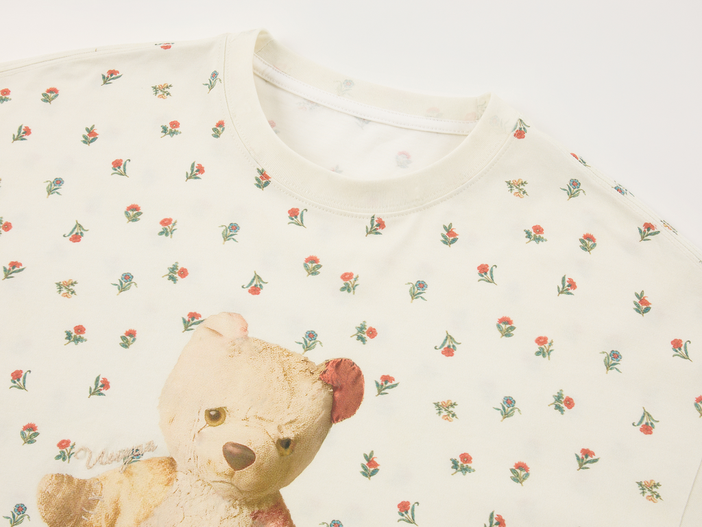 Floral bear old toy long sleeve T shirt