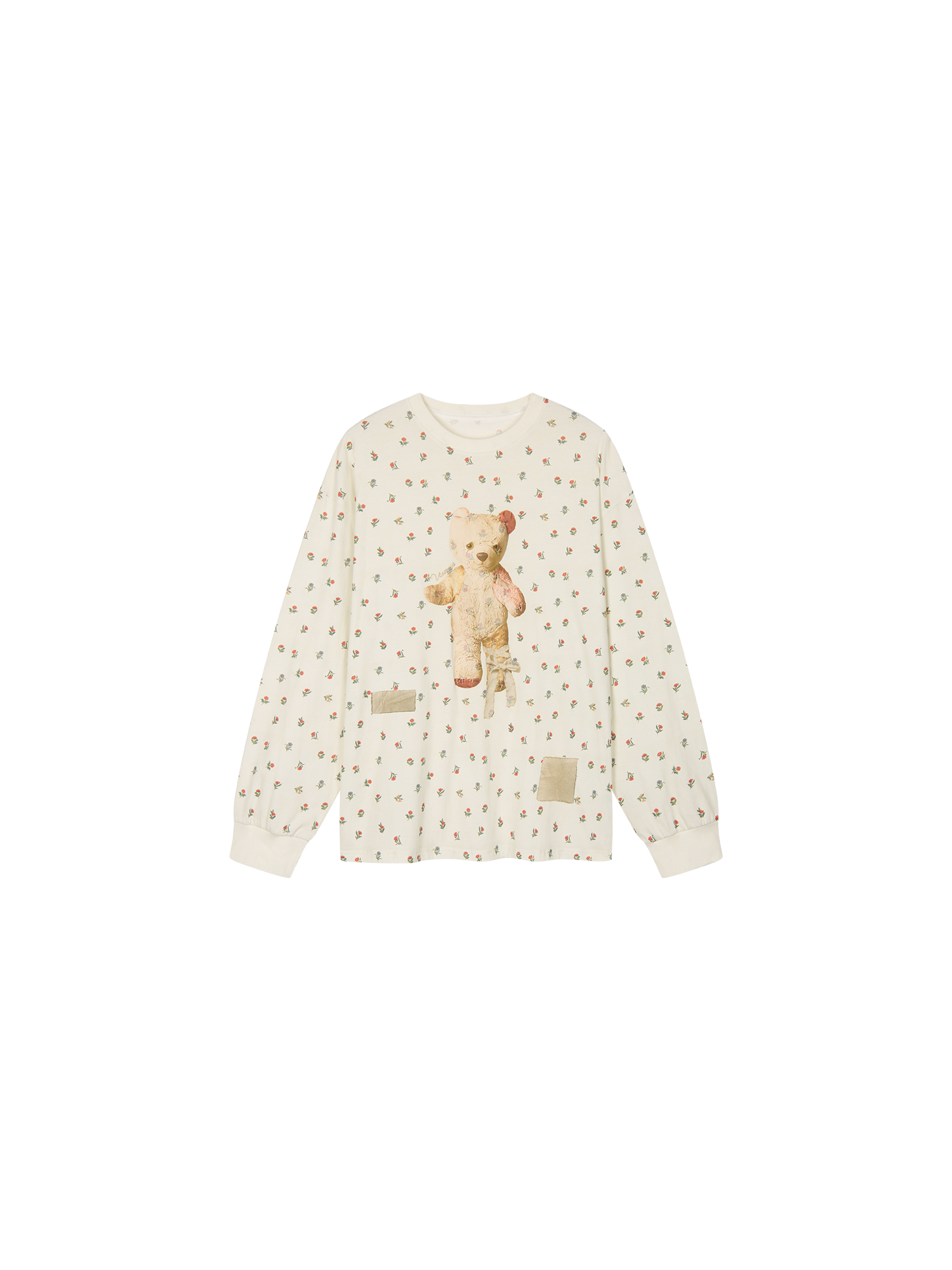 Floral bear old toy long sleeve T shirt