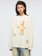 Floral bear old toy long sleeve T shirt