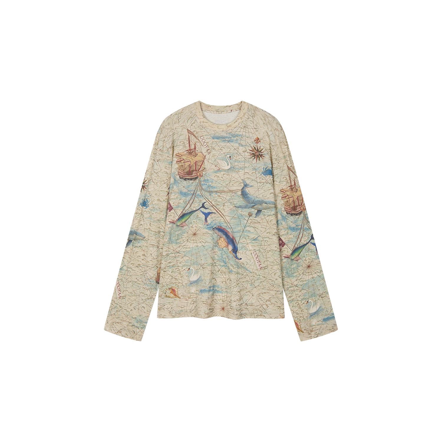 Vintage map long sleeve T shirt