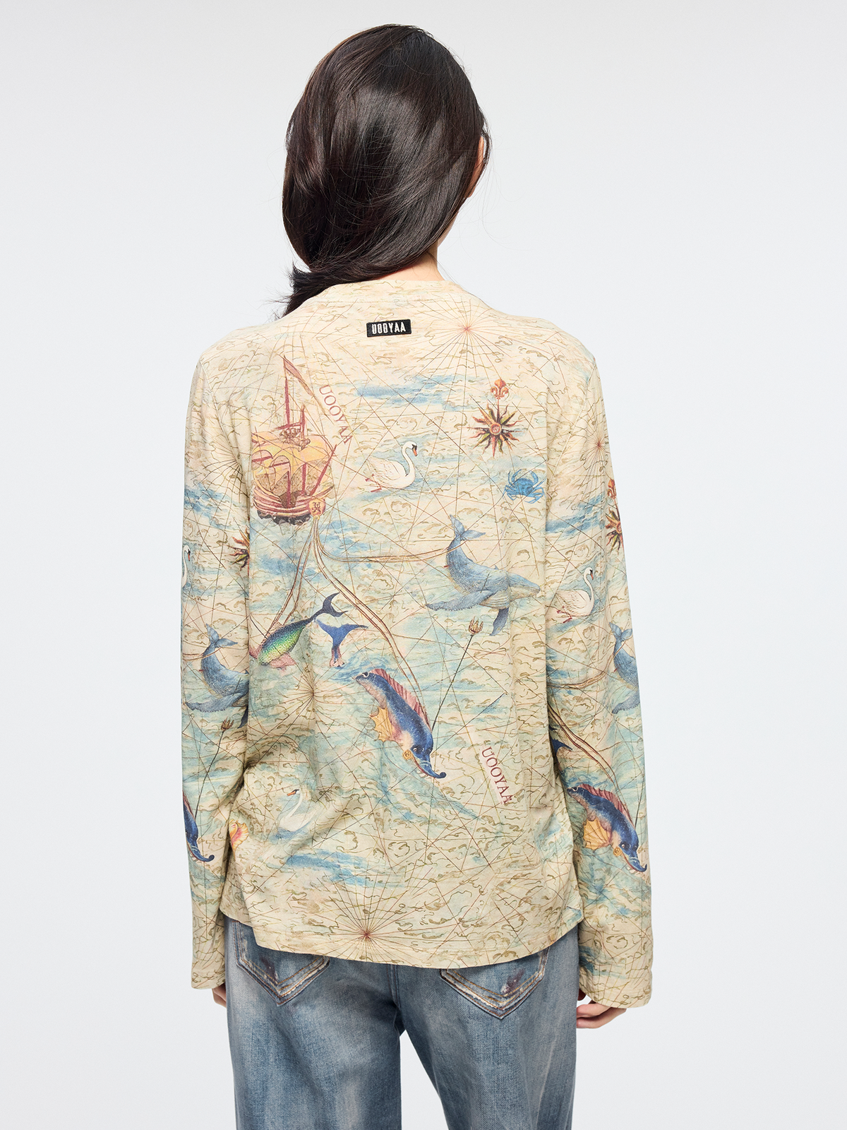 Vintage map long sleeve T shirt