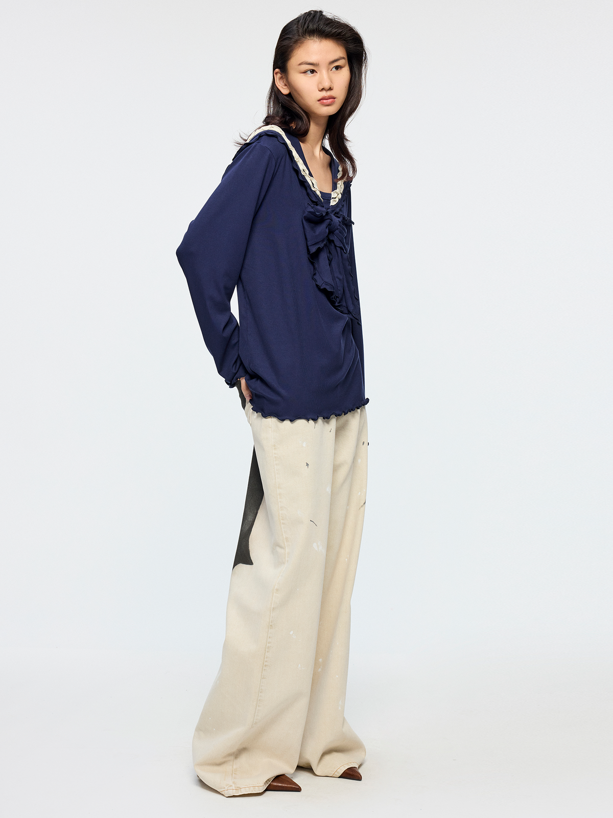 Sailor collar bow T shirt