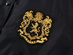Silk taffeta collegiate varsity jacket