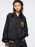 Silk taffeta collegiate varsity jacket