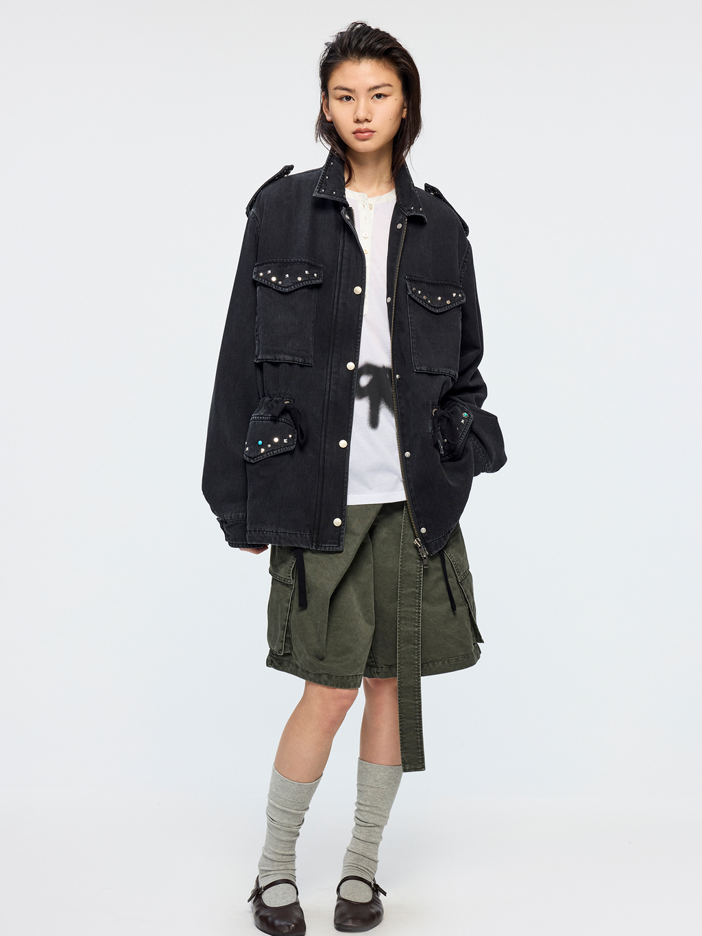 Studded washed jacket