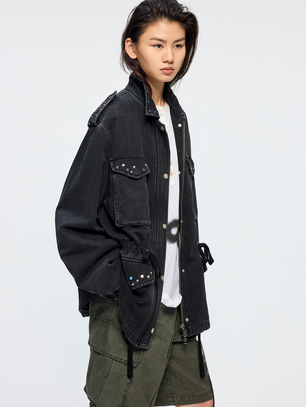 Studded washed jacket