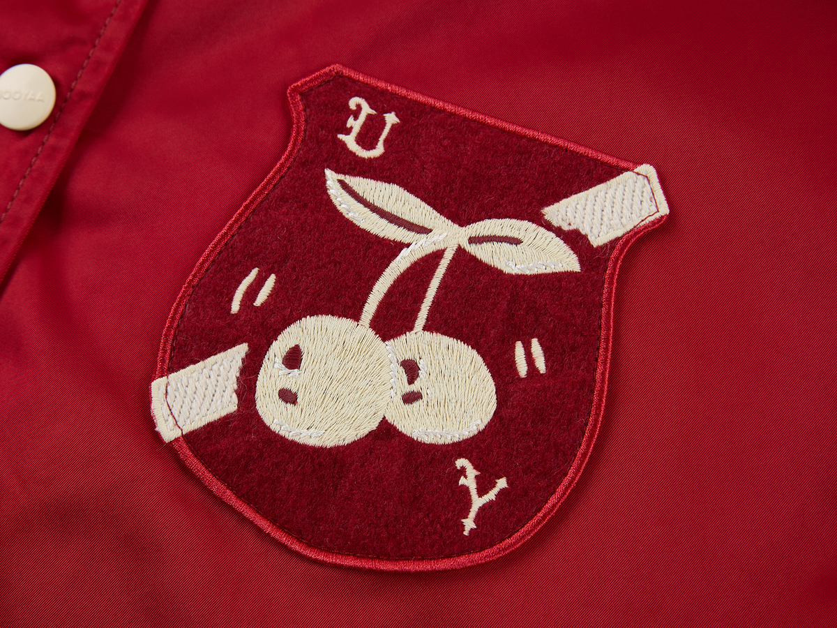 Sporty cherry vintage bomber jacket