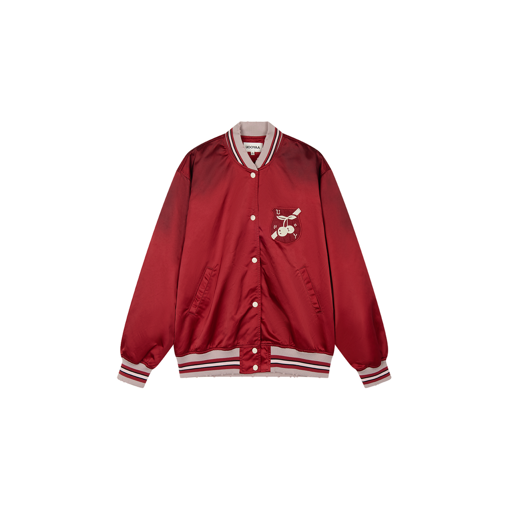 Sporty cherry vintage bomber jacket