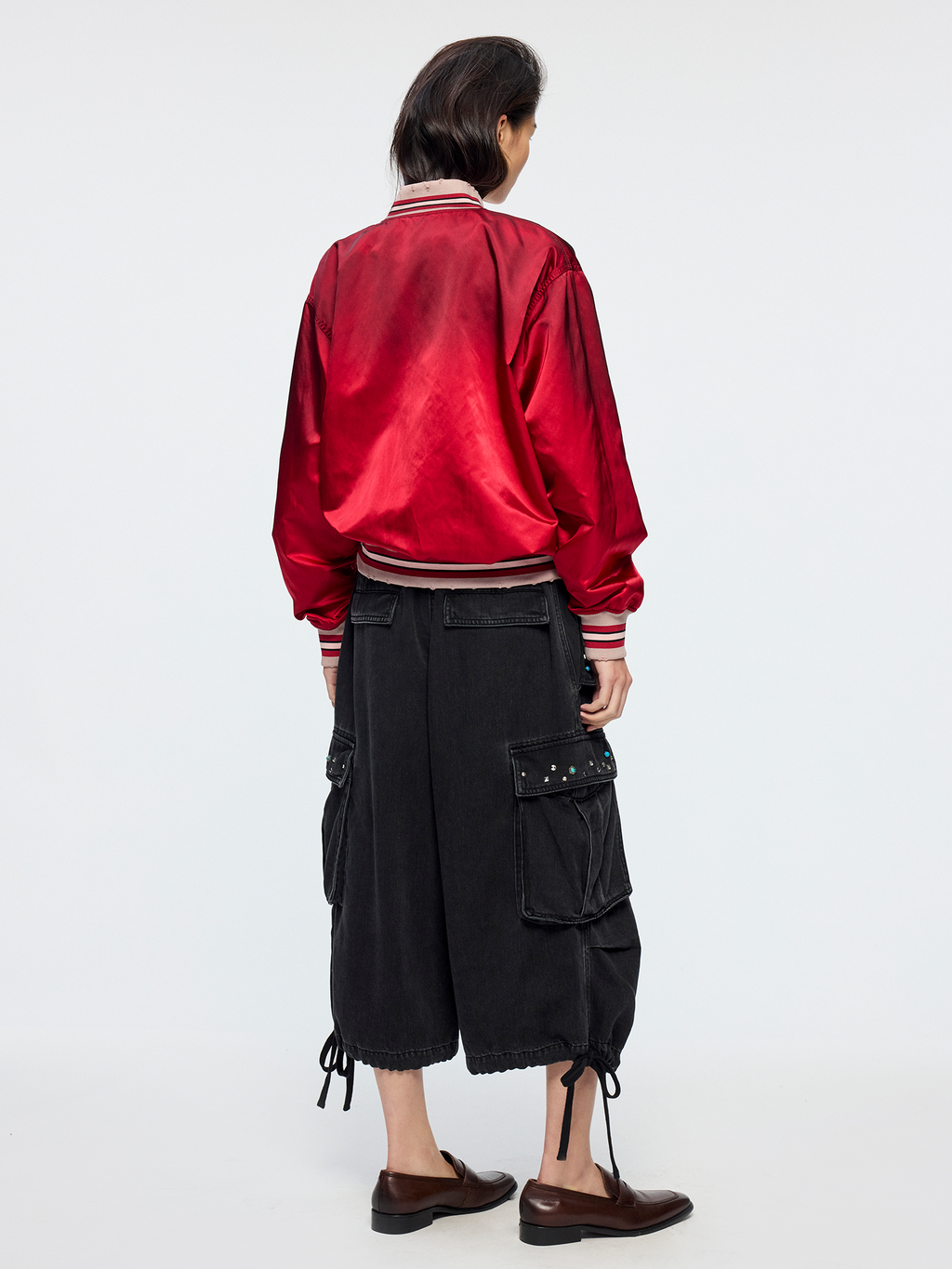 Sporty cherry vintage bomber jacket
