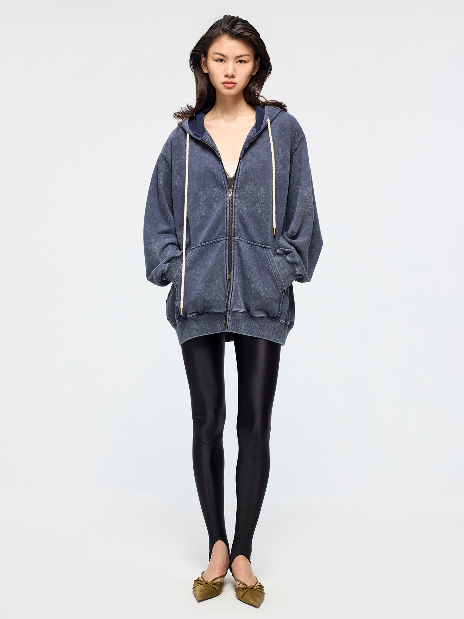 Fantasy octopus print zip hoodie