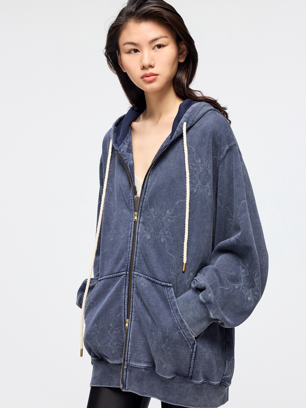Fantasy octopus print zip hoodie
