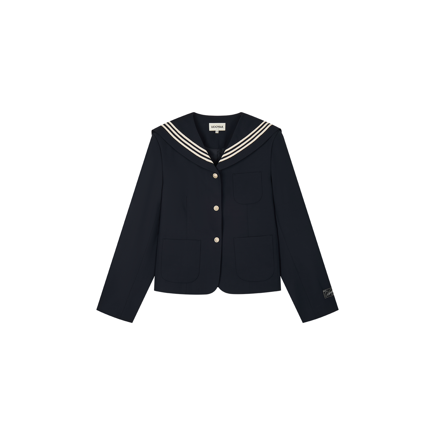 Machine washable wool sailor collar blazer